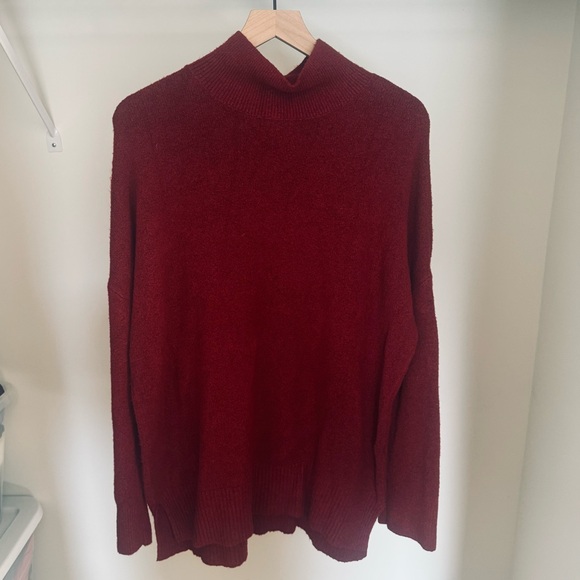 Abercrombie Dark Red Legging Friendly Mock Neck Oversized Sweater Size Medium - Picture 2 of 4